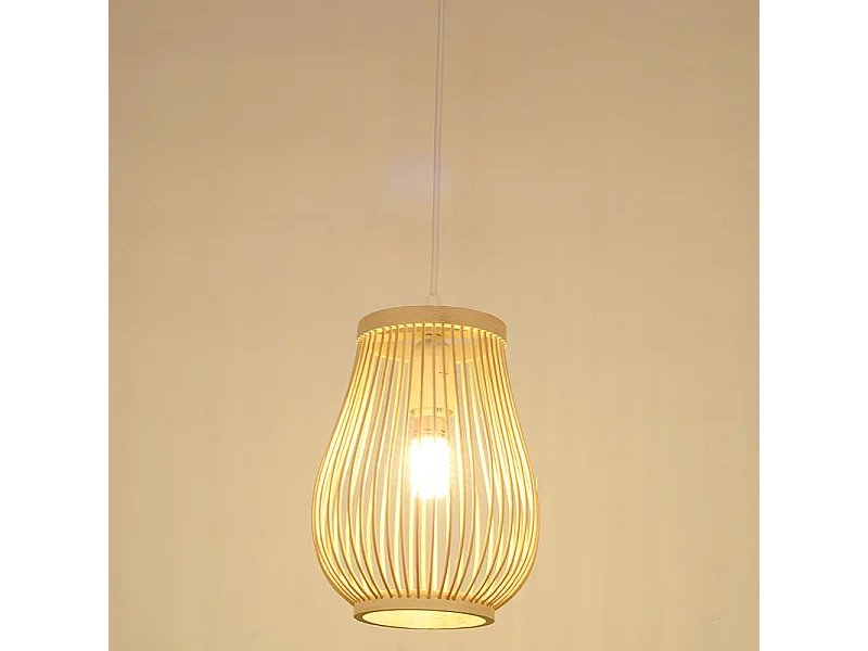 Lustre tissé à la main décoration de maison de thé lampe en bambou naturel lustre de plafond abat-jour E27 appareils de base éclairage pendentif lamp