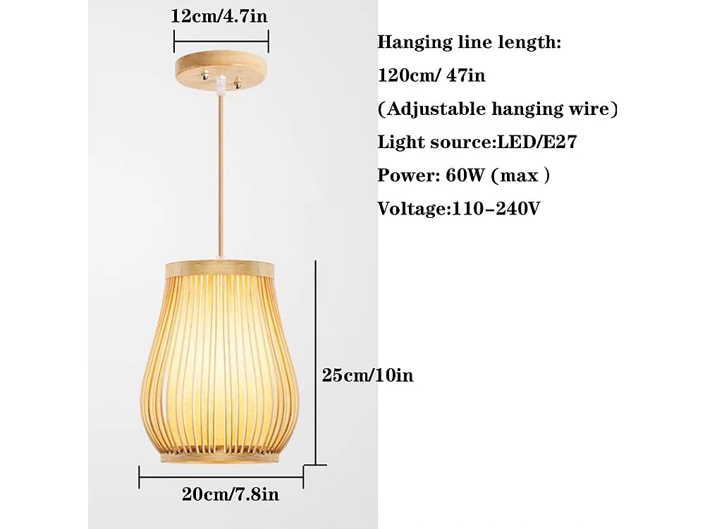 Lustre tissé à la main décoration de maison de thé lampe en bambou naturel lustre de plafond abat-jour E27 appareils de base éclairage pendentif lamp