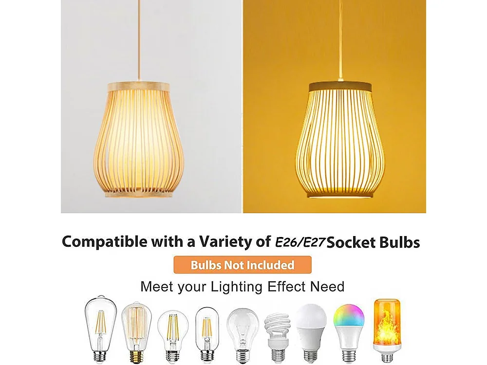 Lustre tissé à la main décoration de maison de thé lampe en bambou naturel lustre de plafond abat-jour E27 appareils de base éclairage pendentif lamp