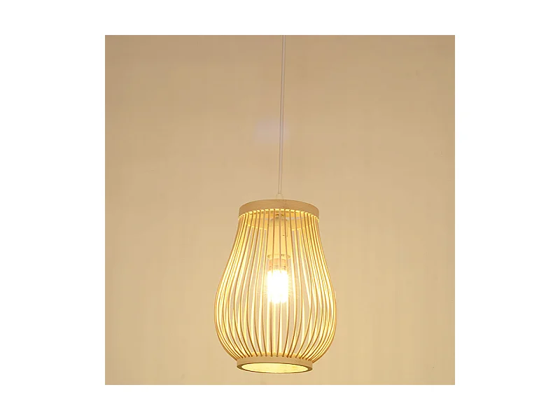 Lustre tissé à la main décoration de maison de thé lampe en bambou naturel lustre de plafond abat-jour E27 appareils de base éclairage pendentif lamp