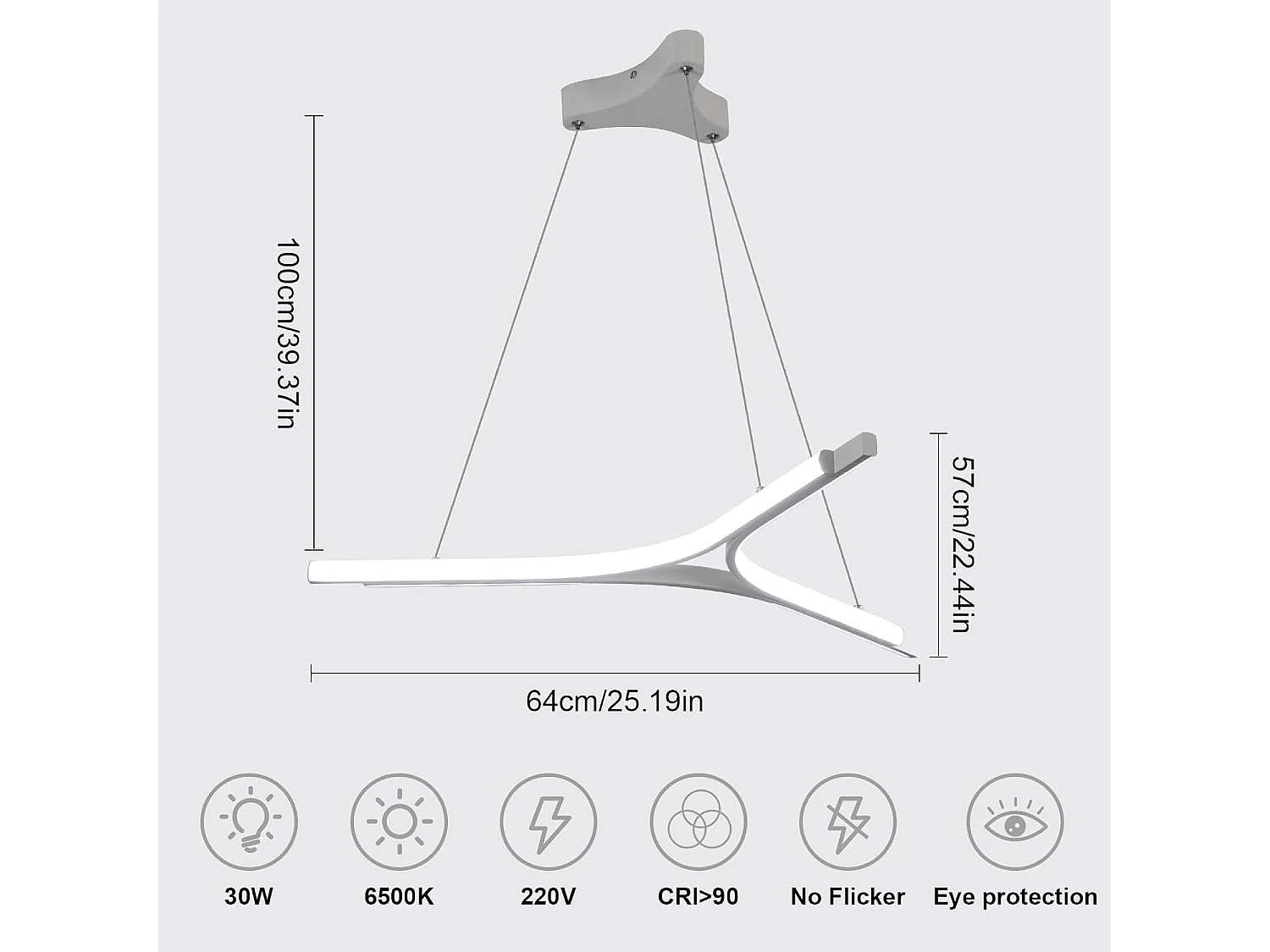 Suspension LED Créative Moderne - Blanc en Aluminium - Blanc Froid 6000K - Fil de Lustre 1M - Idéal pour Salon Restaurant 220V