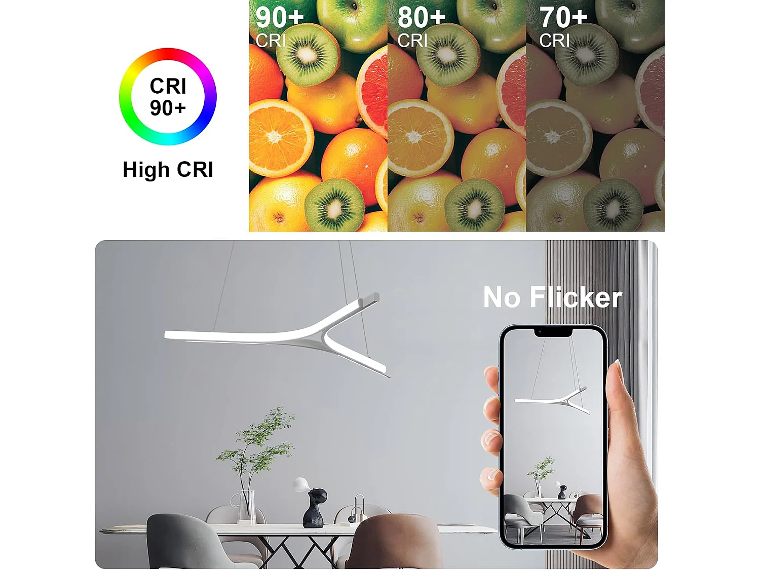 Suspension LED Créative Moderne - Blanc en Aluminium - Blanc Froid 6000K - Fil de Lustre 1M - Idéal pour Salon Restaurant 220V