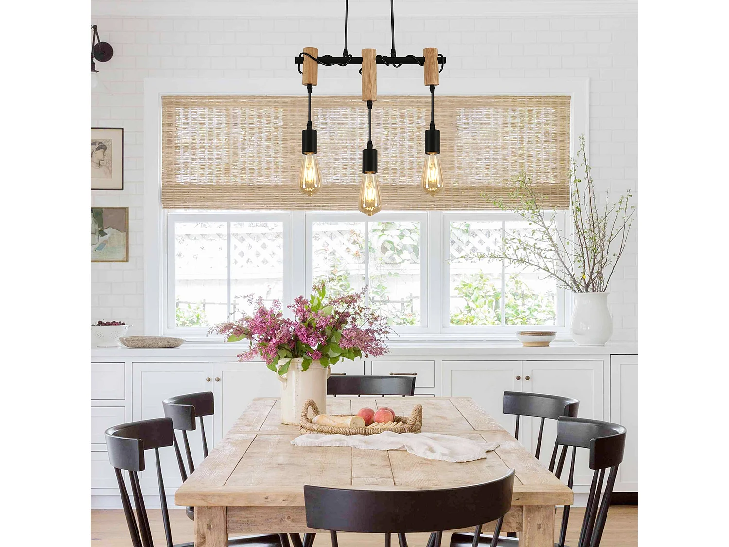 Suspension Luminaire Industrielle Rétro en Métal à 3 Lumières avec Câble Réglable Douilles E27 pour Salle à Manger, Salon, Studio, Couloir, Café, Bar