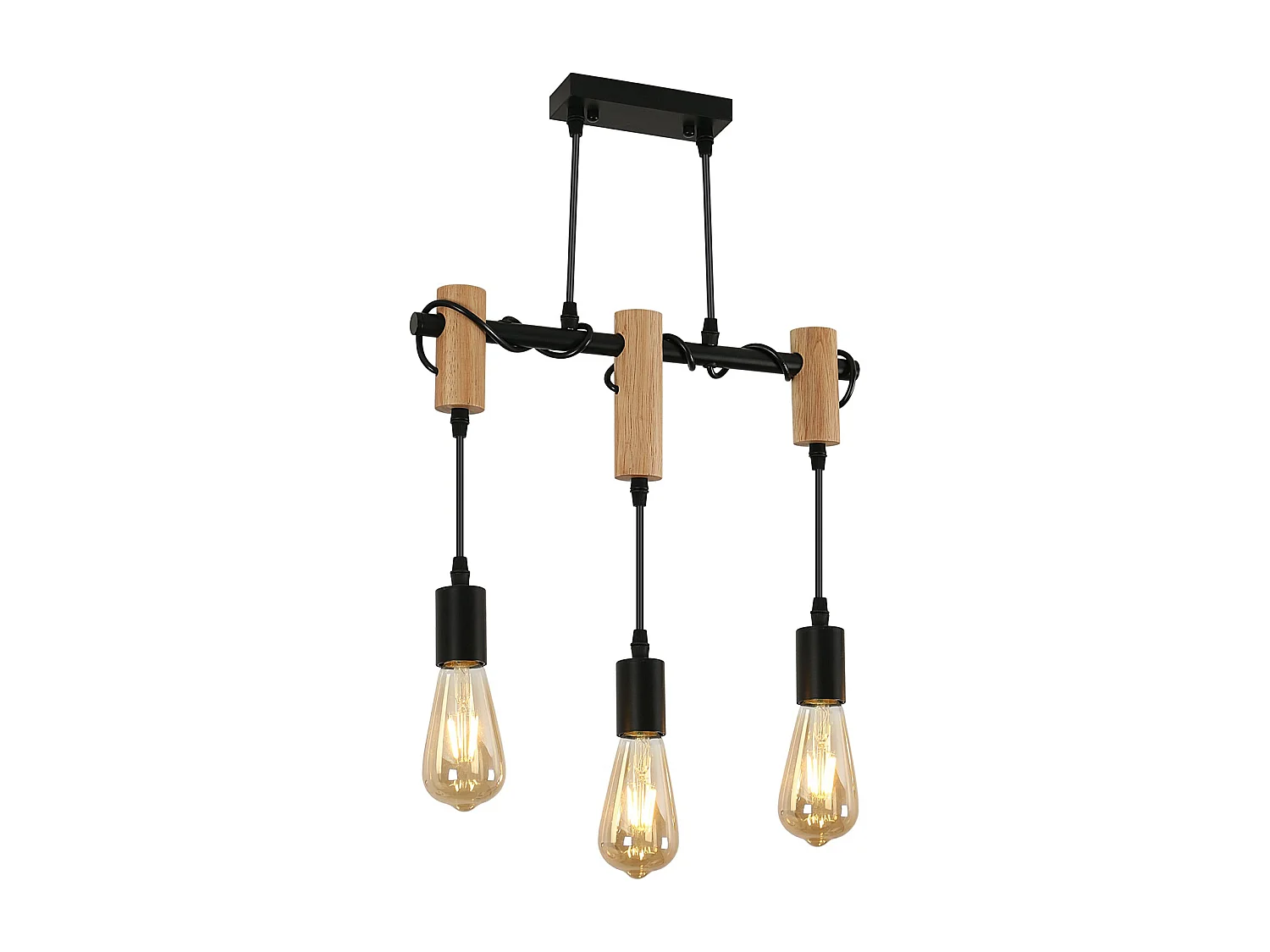 Suspension Luminaire Industrielle Rétro en Métal à 3 Lumières avec Câble Réglable Douilles E27 pour Salle à Manger, Salon, Studio, Couloir, Café, Bar