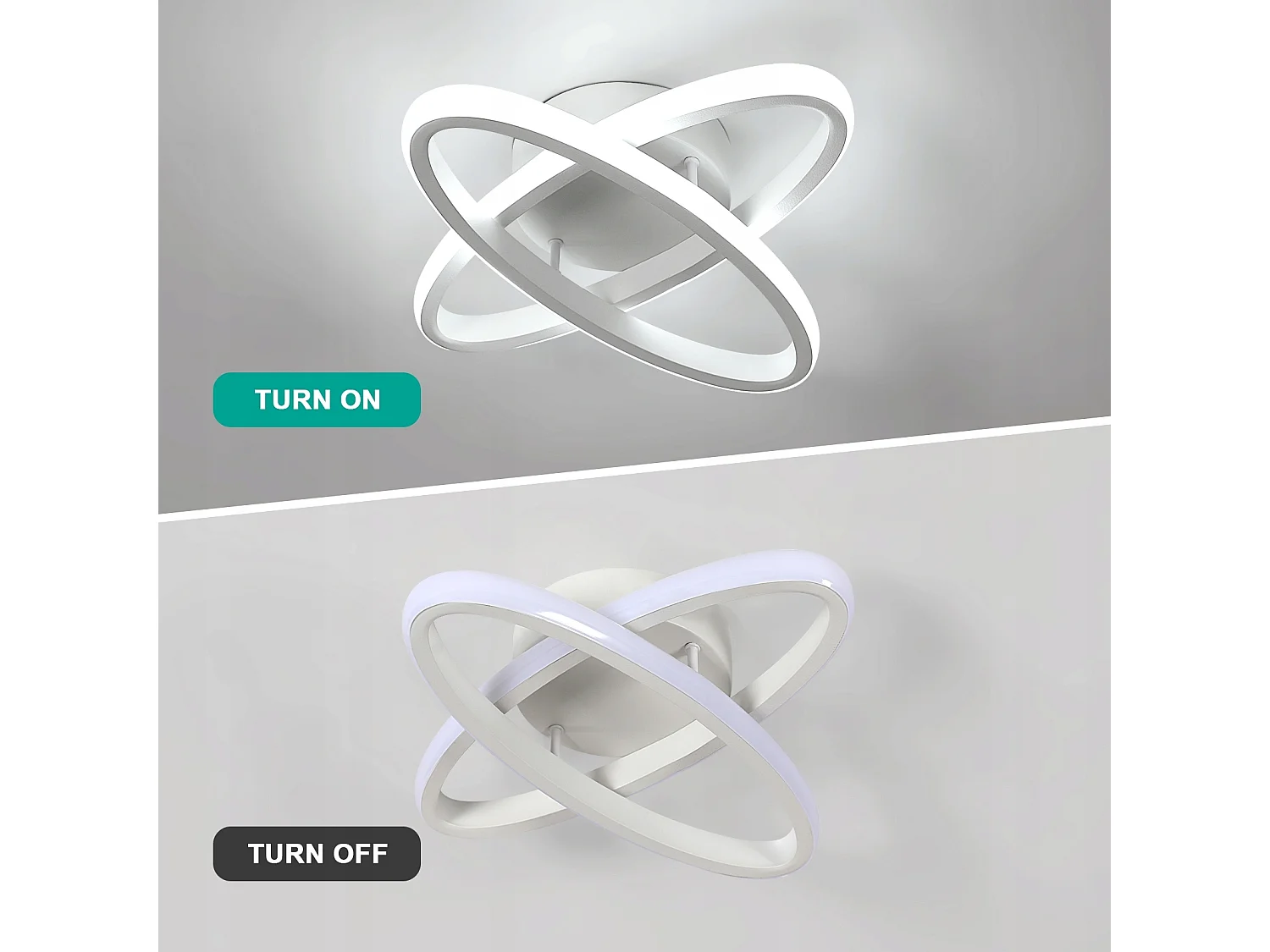 Plafonnier LED, Blanc Ovale, 27W 6500K Lumière Blanche Froide, pour Salon Chambre