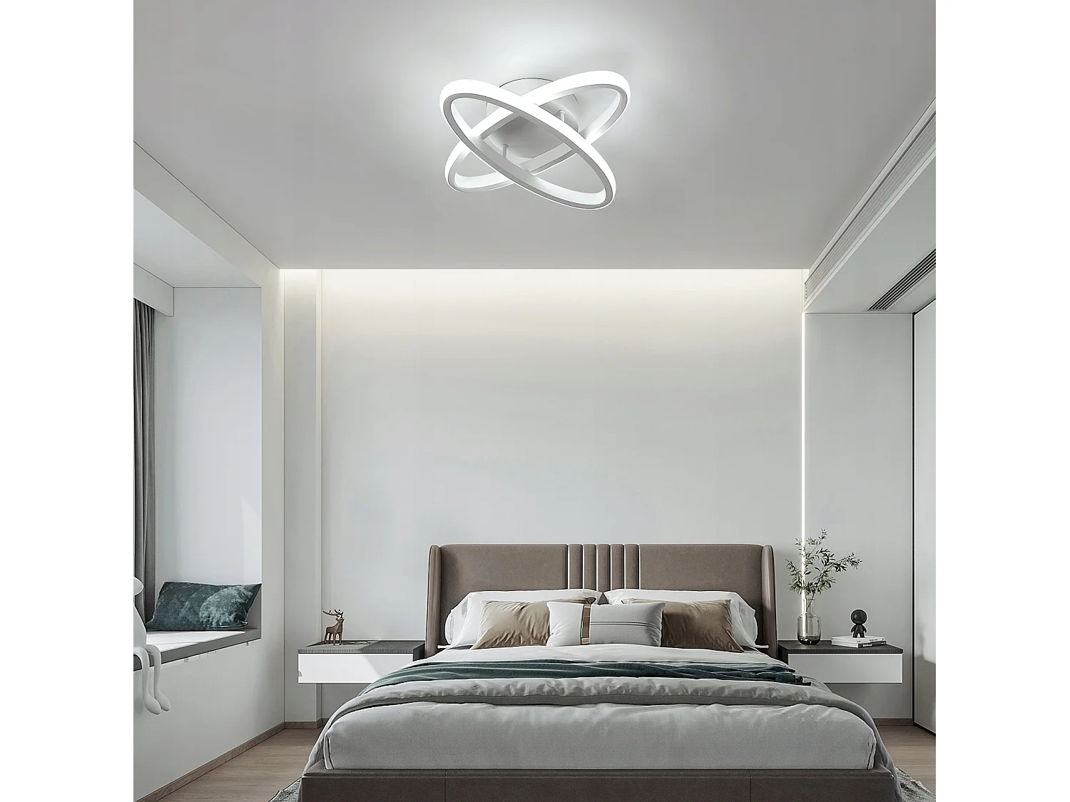 Plafonnier LED, Blanc Ovale, 27W 6500K Lumière Blanche Froide, pour Salon Chambre