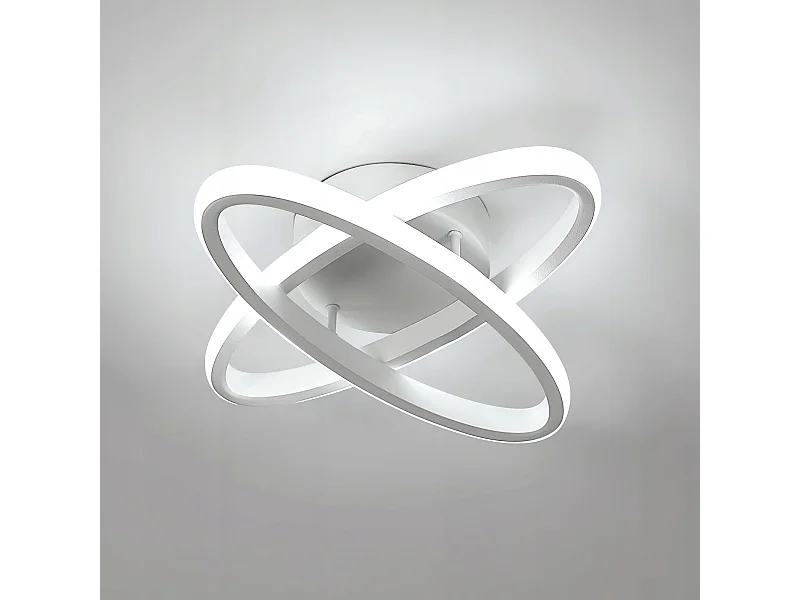 Plafonnier LED, Blanc Ovale, 27W 6500K Lumière Blanche Froide, pour Salon Chambre