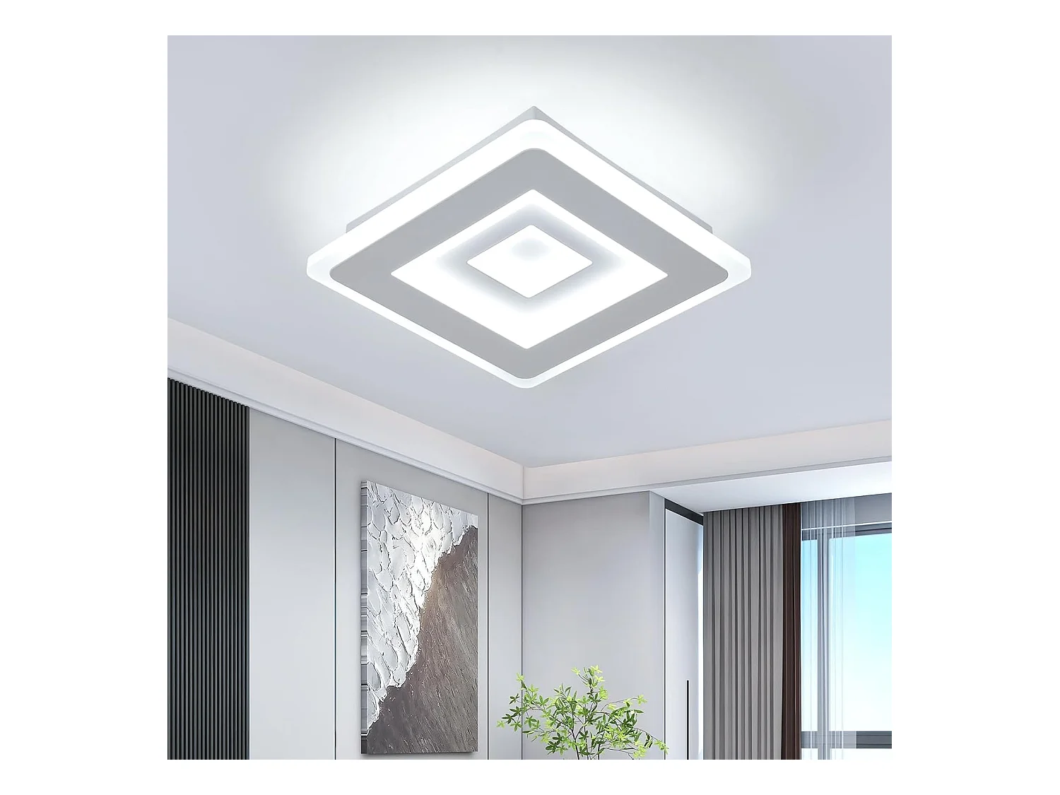 Plafonnier LED Ultra-mince, Blanc, 26W 6500K Lumière Blanche Froide, en Acrylique, 20*5 CM