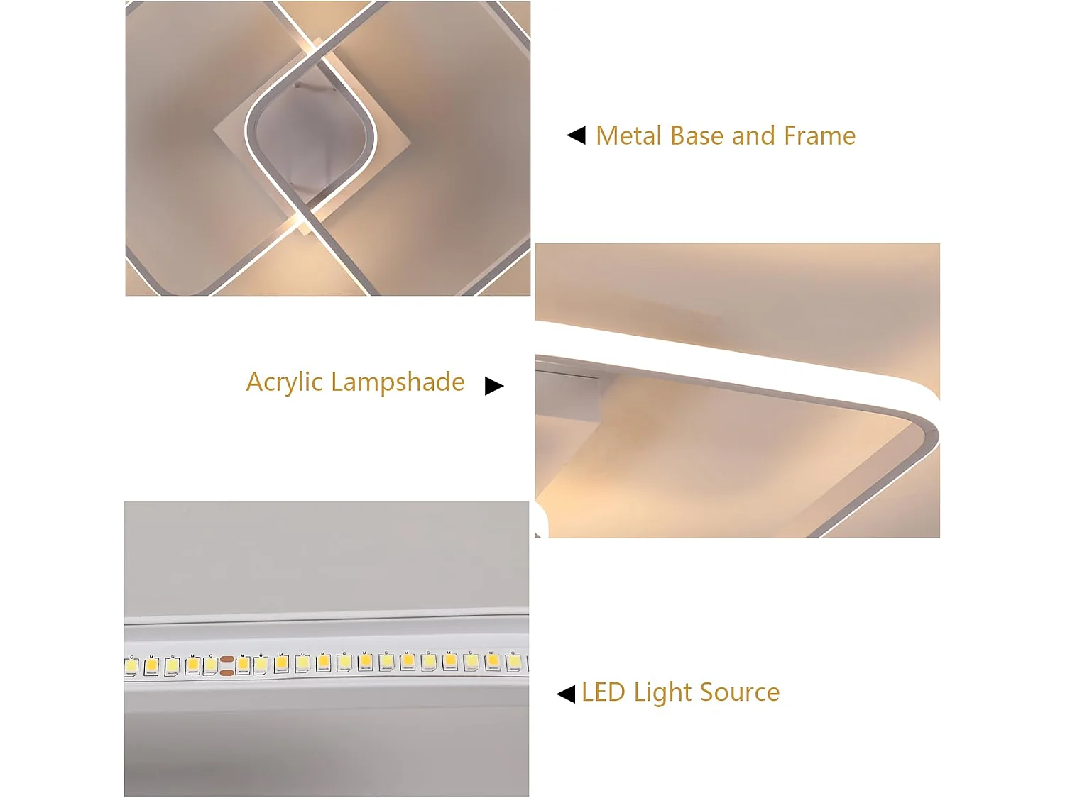 Plafonnier Moderne Simple LED en Aluminium Croix Carrée - Blanc, 50W, diamètre 29cm, Lumière Chaude 3000K - Idéal pour le Salon, la Chambre, le Coulo