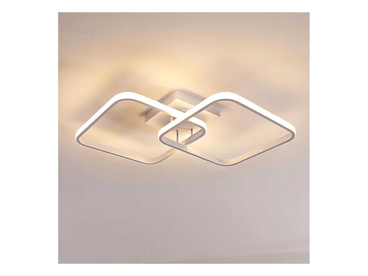 Plafonnier Moderne Simple LED en Aluminium Croix Carrée - Blanc, 50W, diamètre 29cm, Lumière Chaude 3000K - Idéal pour le Salon, la Chambre, le Coulo