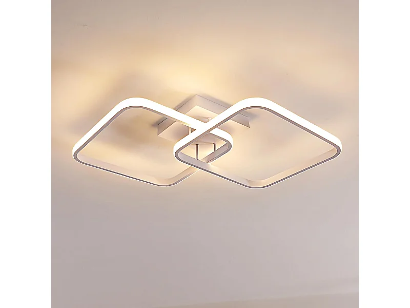 Plafonnier Moderne Simple LED en Aluminium Croix Carrée - Blanc, 50W, diamètre 29cm, Lumière Chaude 3000K - Idéal pour le Salon, la Chambre, le Coulo