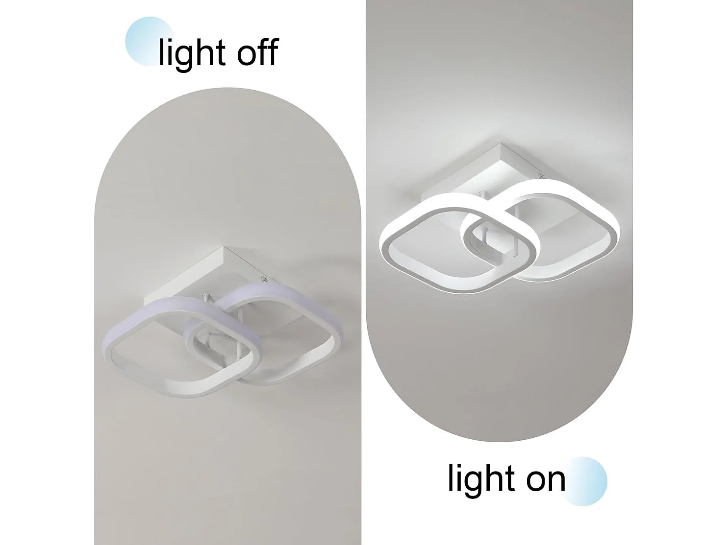 Plafonnier LED Carré Design Simple en Acrylique Blanc Idéal pour Chambre Salon Couloir（30W 6500K Lumière Blanche Froide）
