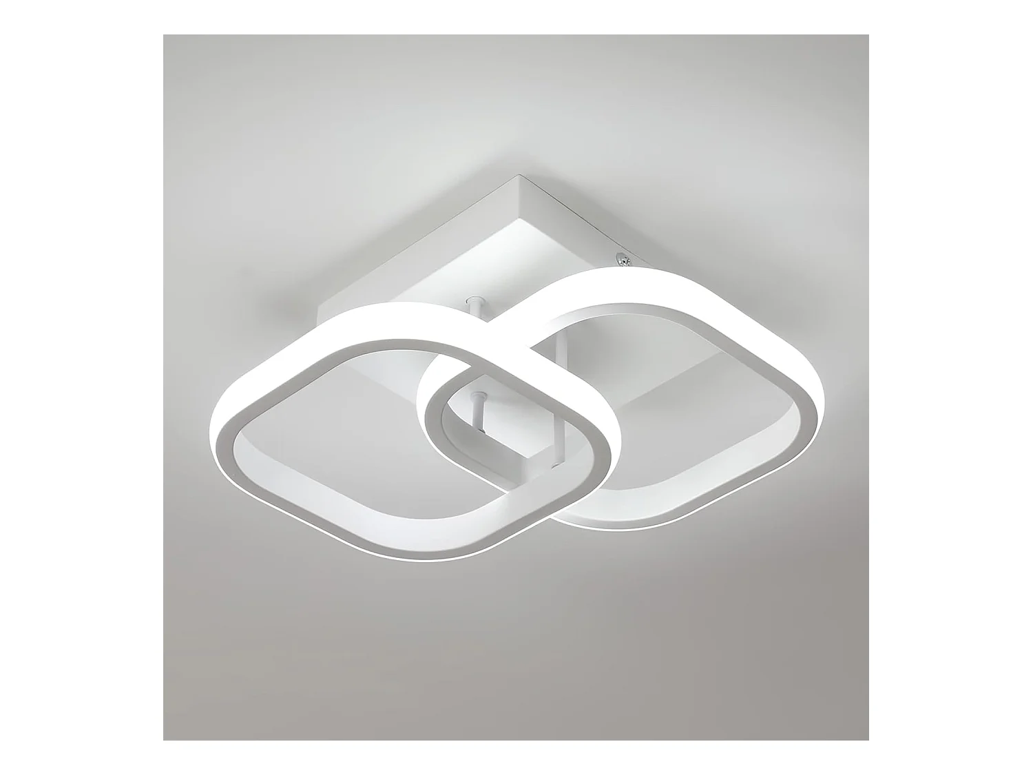 Plafonnier LED Carré Design Simple en Acrylique Blanc Idéal pour Chambre Salon Couloir（30W 6500K Lumière Blanche Froide）
