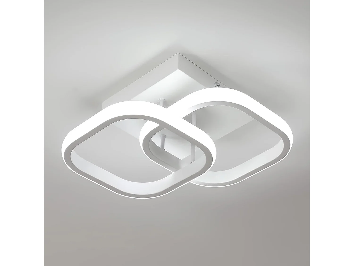 Plafonnier LED Carré Design Simple en Acrylique Blanc Idéal pour Chambre Salon Couloir（30W 6500K Lumière Blanche Froide）