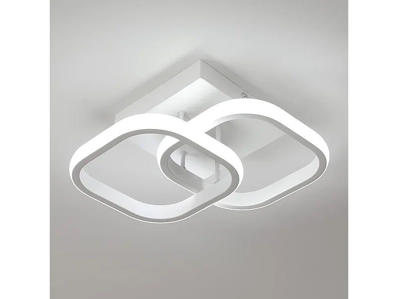 Plafonnier LED Carré Design Simple en Acrylique Blanc Idéal pour Chambre Salon Couloir（30W 6500K Lumière Blanche Froide）