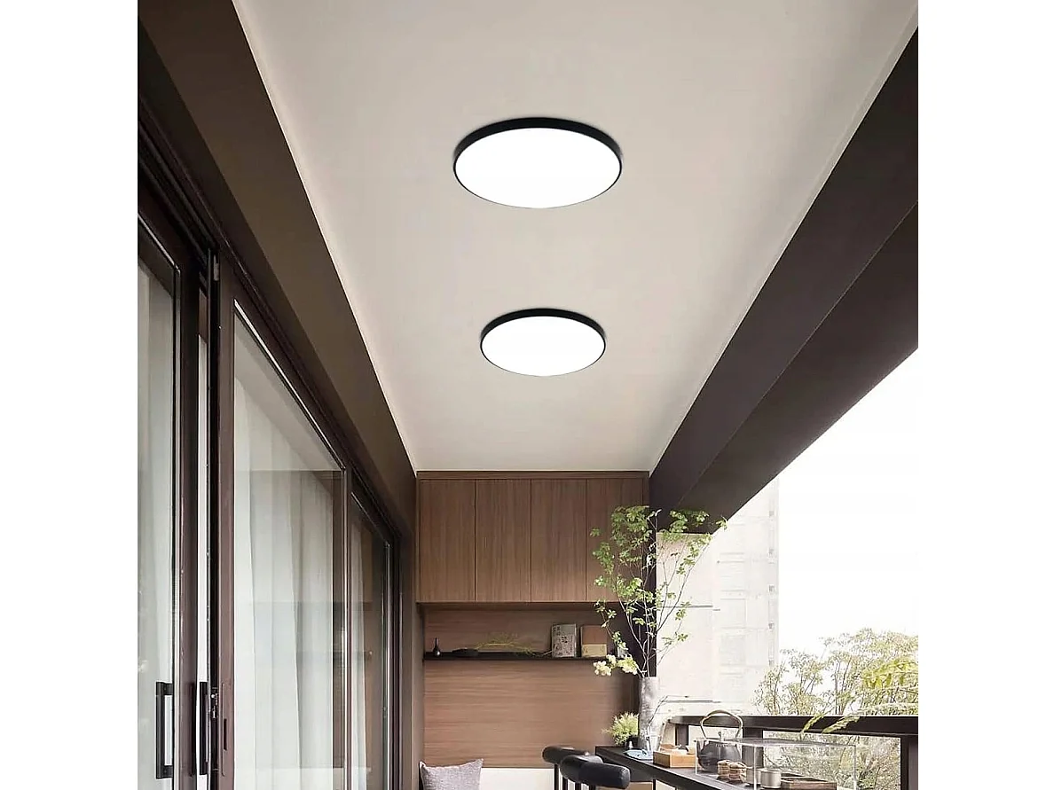 Plafonnier LED Rond Moderne, 24W 6500K Blanc froid, IP54 Imperméable  Pour Salle de Bain, Salon, Cuisine & Chambre - 27cm