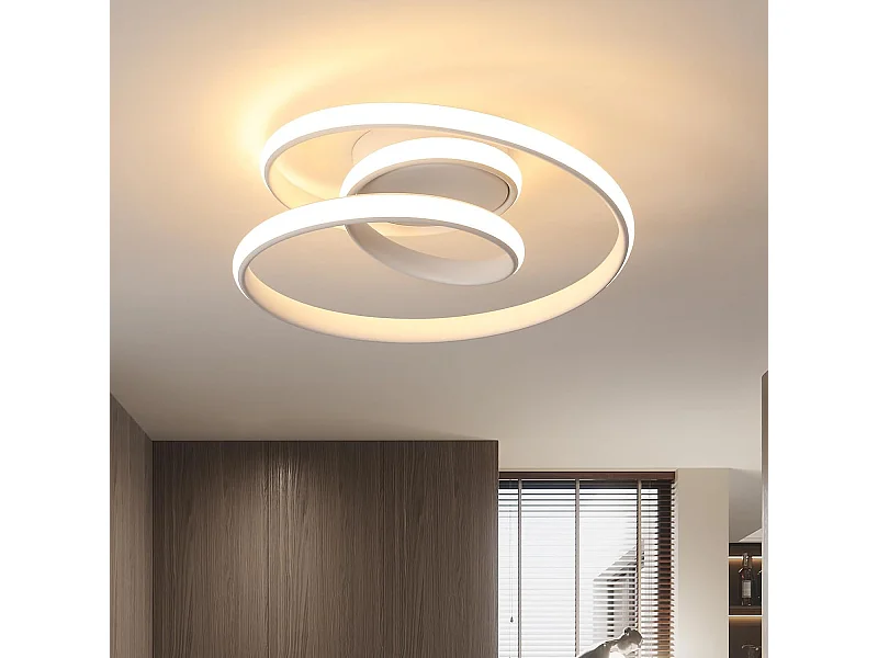 Plafonnier LED, 36W 4000LM Moderne Lampe de Plafond Blanc 3000K, Créative Lustre Led Plafonnier Rond en Forme de Spirale pour Salon Chambre Cuisine Couloir