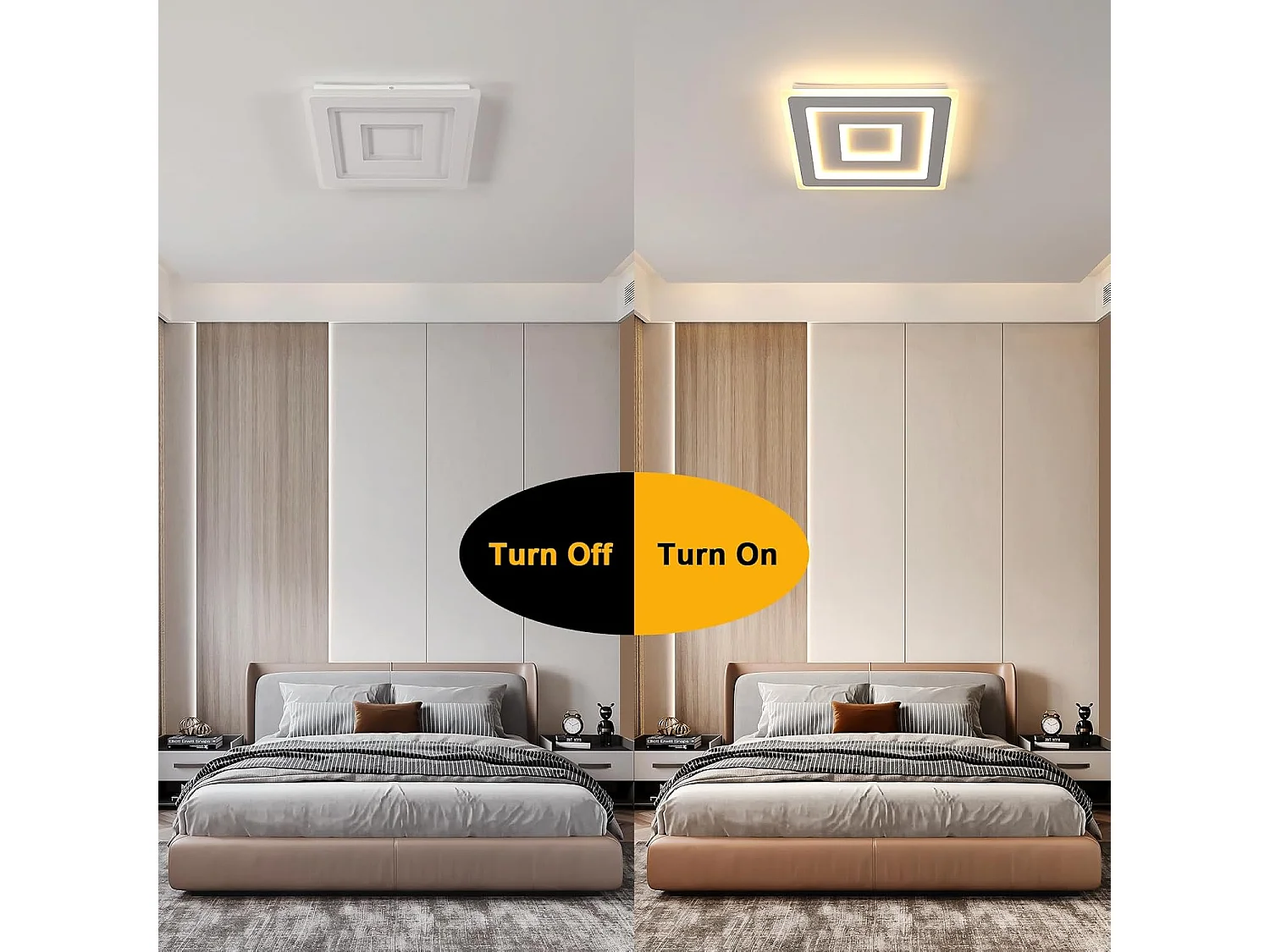 Plafonnier LED Carré Design Moderne, 52W, Luminaire Plafonnier en Acrylique Blanc, Idéal pour Chambre à Coucher, Salon, Couloir, Lumière Chaude 3000K, 40cm