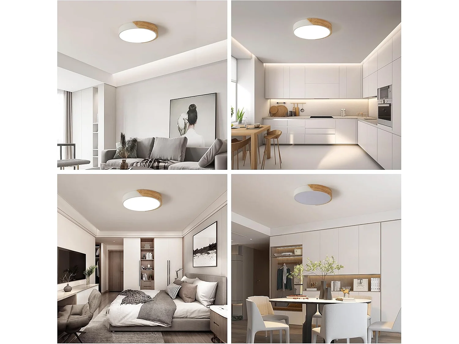 Plafonnier LED 30 W, plafonnier rond moderne, blanc naturel 4500 K, plafonnier d'intérieur LED pour salon, cuisine, couloir, chambre (blanc)