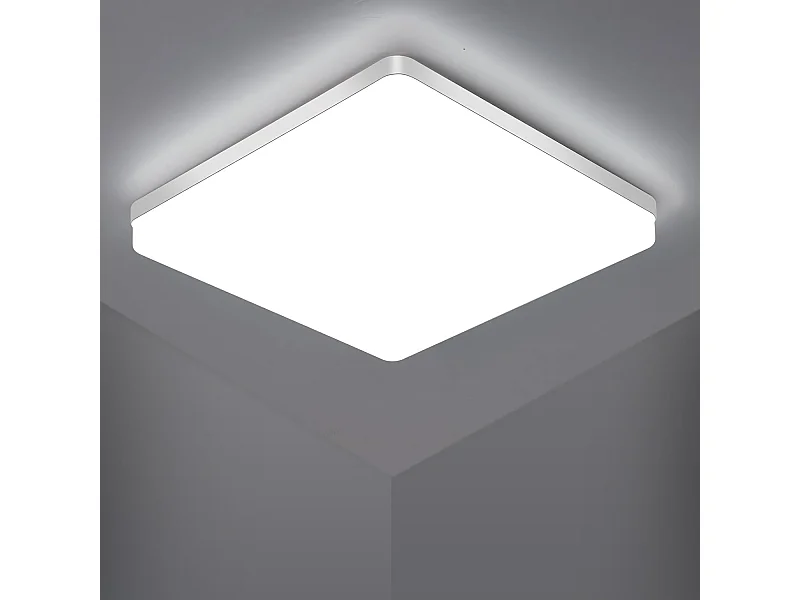Plafonnier LED Carré, Lampe de Plafond LED, IP44 Plafonnier LED, Luminaire Plafonnier Applicable à Salle De Bain, Salon, Cuisine, Chambre, Couloir, B