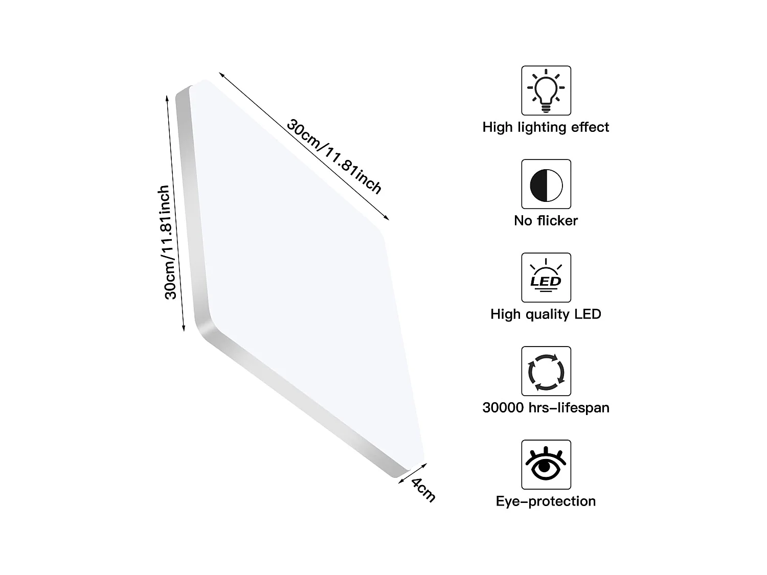 Plafonnier LED Carré, Lampe de Plafond LED, IP44 Plafonnier LED, Luminaire Plafonnier Applicable à Salle De Bain, Salon, Cuisine, Chambre, Couloir, B