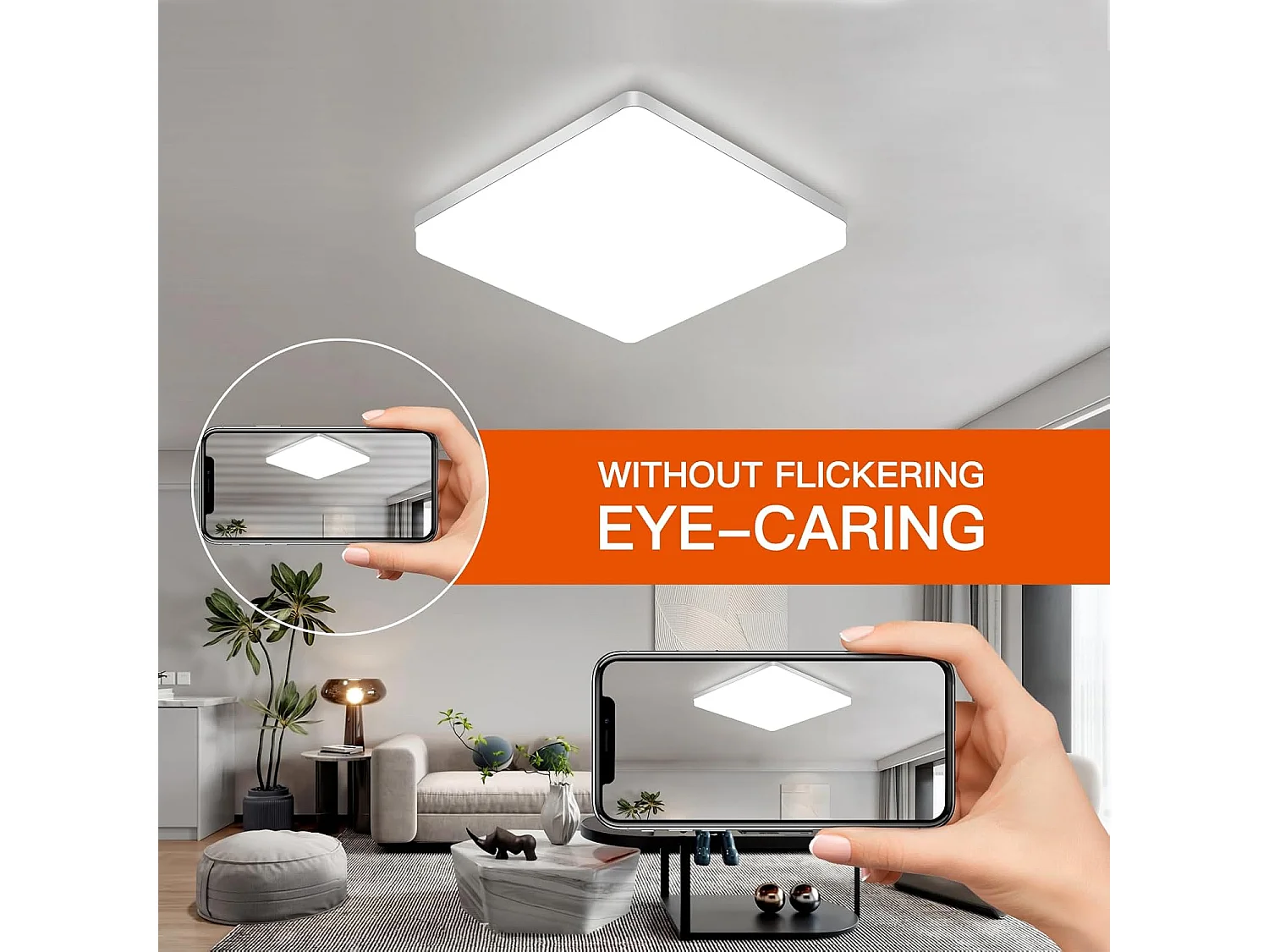 Plafonnier LED Carré, Lampe de Plafond LED, IP44 Plafonnier LED, Luminaire Plafonnier Applicable à Salle De Bain, Salon, Cuisine, Chambre, Couloir, B