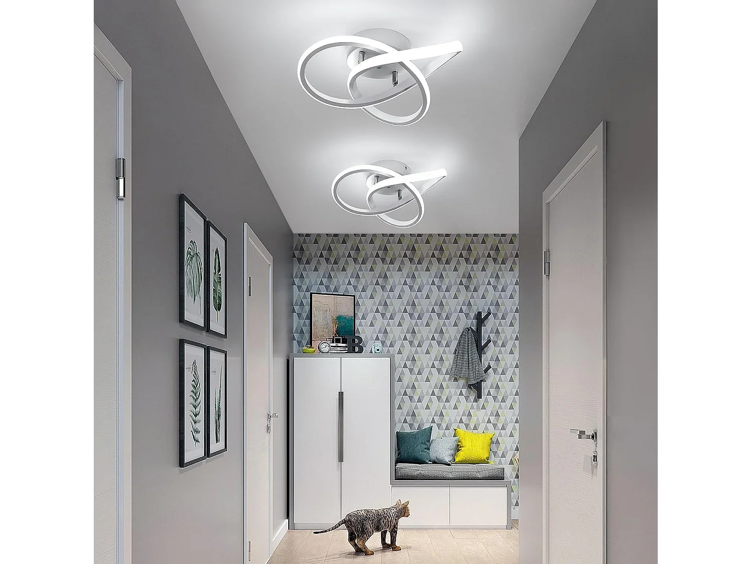 Plafonnier LED Moderne Design Créatif en Aluminium Lampe de Lustre pour Cuisine Salon Chambre Salle à Manger（Blanc 30W Lumière Blanche Froide 6500K）