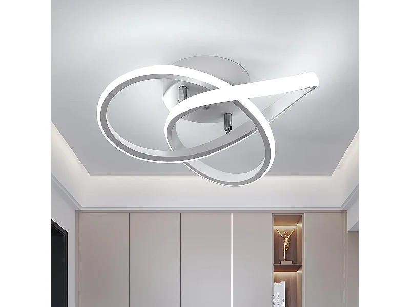 Plafonnier LED Moderne Design Créatif en Aluminium Lampe de Lustre pour Cuisine Salon Chambre Salle à Manger（Blanc 30W Lumière Blanche Froide 6500K）