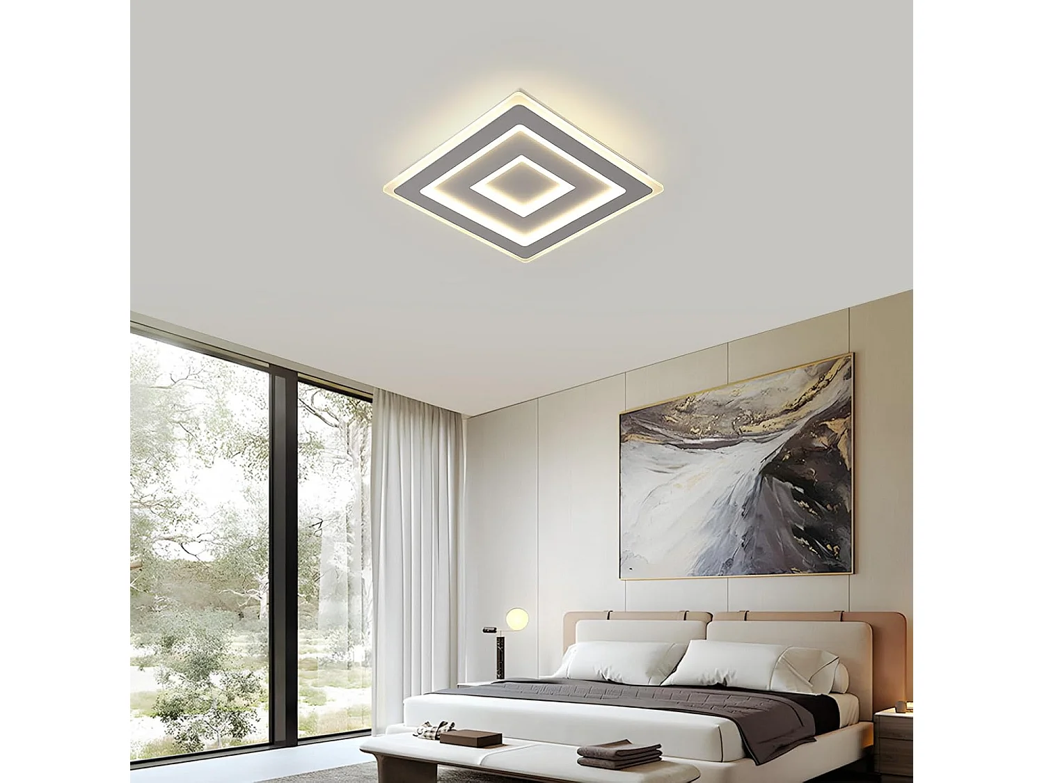 Plafonnier LED Ultra-mince, Blanc, 52W 4000K Lumière Blanche Neutre, en Acrylique, 40*5 CM