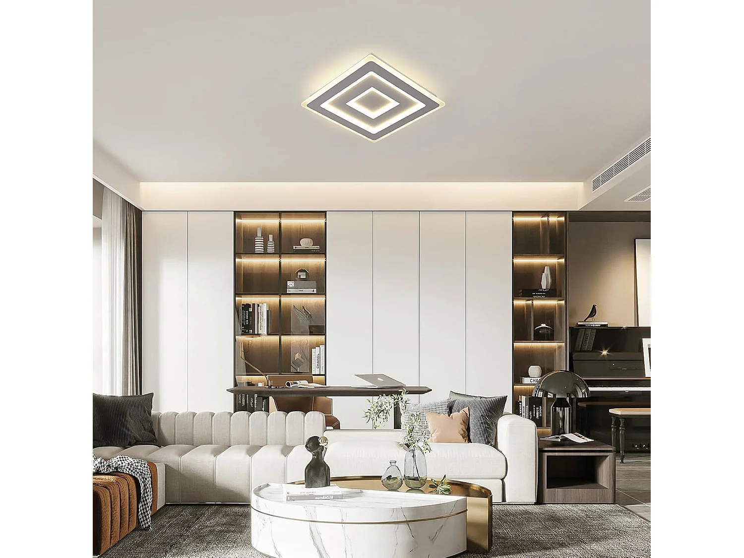 Plafonnier LED Ultra-mince, Blanc, 52W 4000K Lumière Blanche Neutre, en Acrylique, 40*5 CM