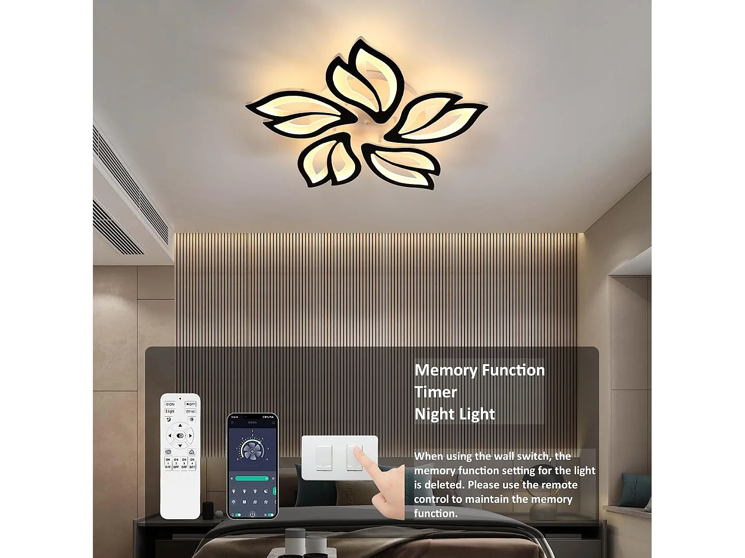 Plafonnier LED Dimmable, Creative Fleur de Forme Lampe de Plafond Moderne Lustres LED, Luminaire Plafonnier Design de Pétale pour Salon, Chambre, Cou