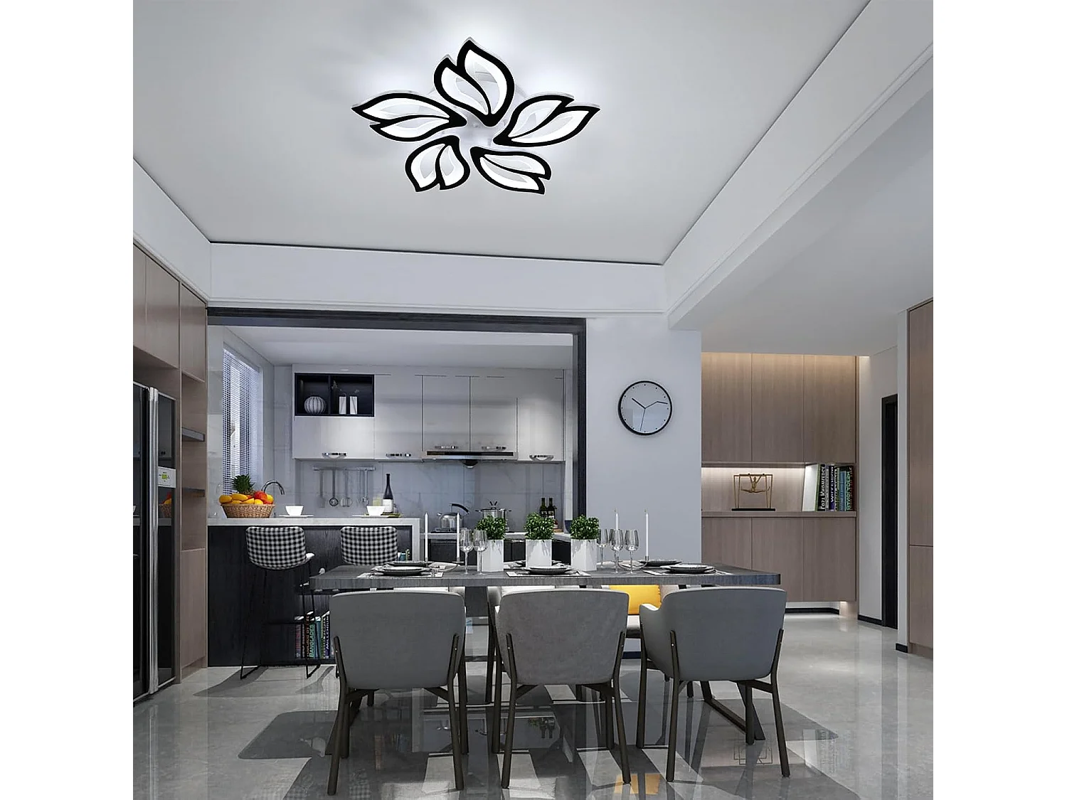 Plafonnier LED Dimmable, Creative Fleur de Forme Lampe de Plafond Moderne Lustres LED, Luminaire Plafonnier Design de Pétale pour Salon, Chambre, Cou