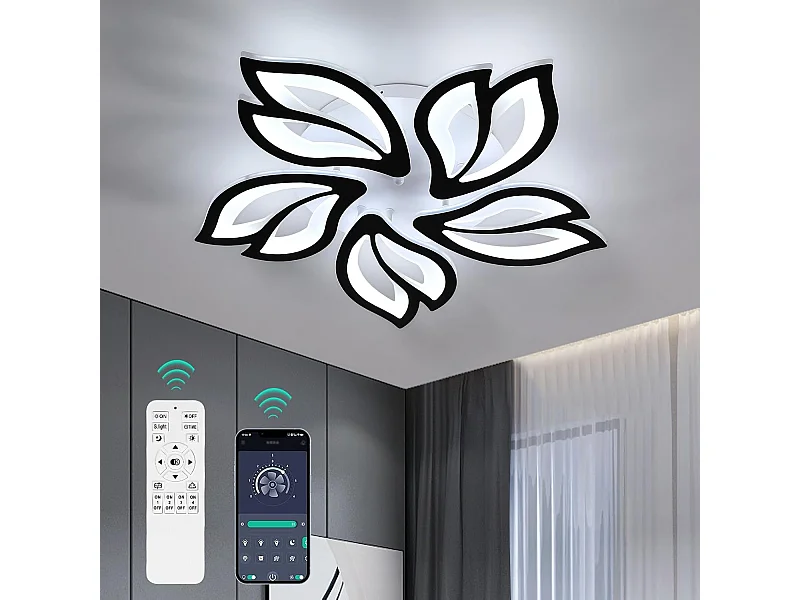 Plafonnier LED Dimmable, Creative Fleur de Forme Lampe de Plafond Moderne Lustres LED, Luminaire Plafonnier Design de Pétale pour Salon, Chambre, Cou