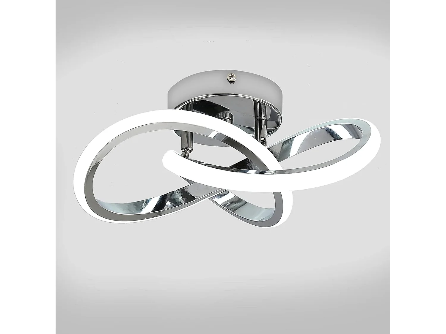 Plafonnier LED Moderne, Argent, en Métal aluminium, Lumière Blanche 6000K,  25 * 25 * 10 CM, Petite Lampe