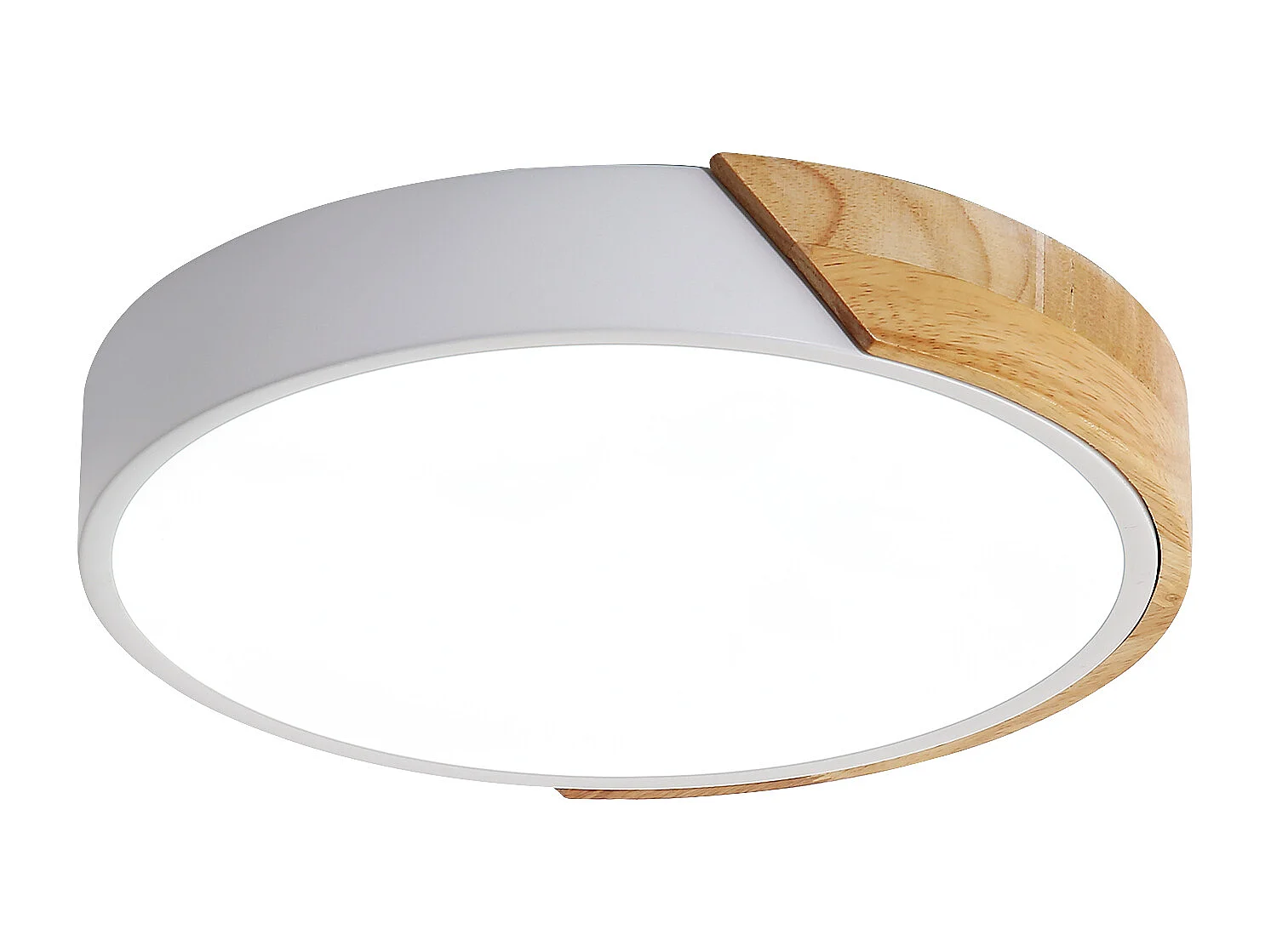 LuFun LED Plafonniers, Luminaire Moderne Blanc Plafonnier En Bois, Plafonnier Rond En Bois, 24W, Ø30cm, 6500K Blanc Froid [Classe énergétique A++]