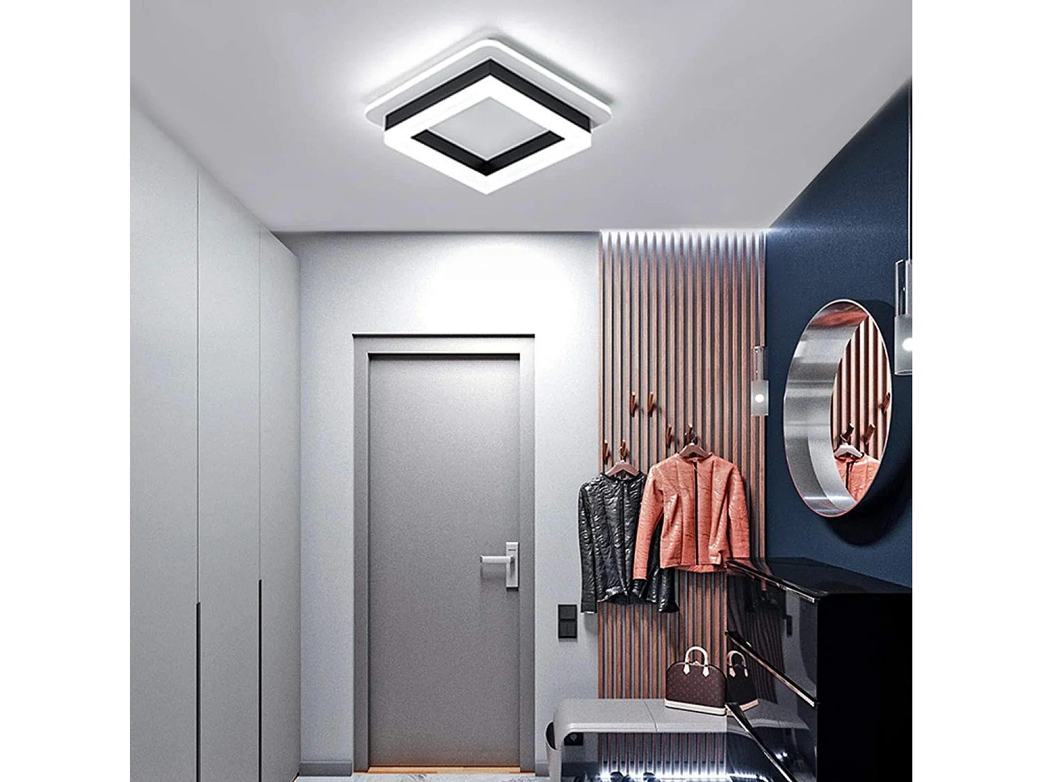 Plafonnier Led 24W, Lampe de Plafond en Acrylique, Luminaire Plafonnier LED Moderne pour Salon, Chambre, Cuisine, Couloir 6000K (Lumière Blanche Froide)