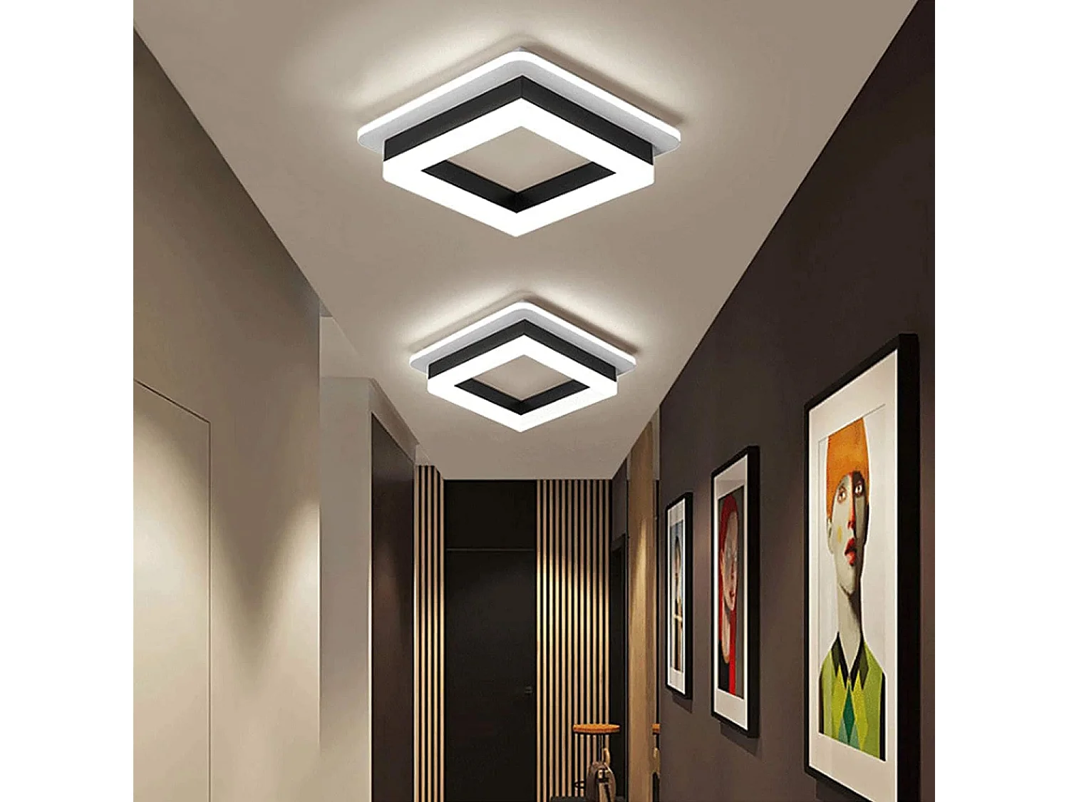 Plafonnier Led 24W, Lampe de Plafond en Acrylique, Luminaire Plafonnier LED Moderne pour Salon, Chambre, Cuisine, Couloir 6000K (Lumière Blanche Froide)
