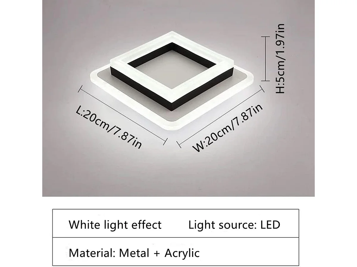 Plafonnier Led 24W, Lampe de Plafond en Acrylique, Luminaire Plafonnier LED Moderne pour Salon, Chambre, Cuisine, Couloir 6000K (Lumière Blanche Froide)