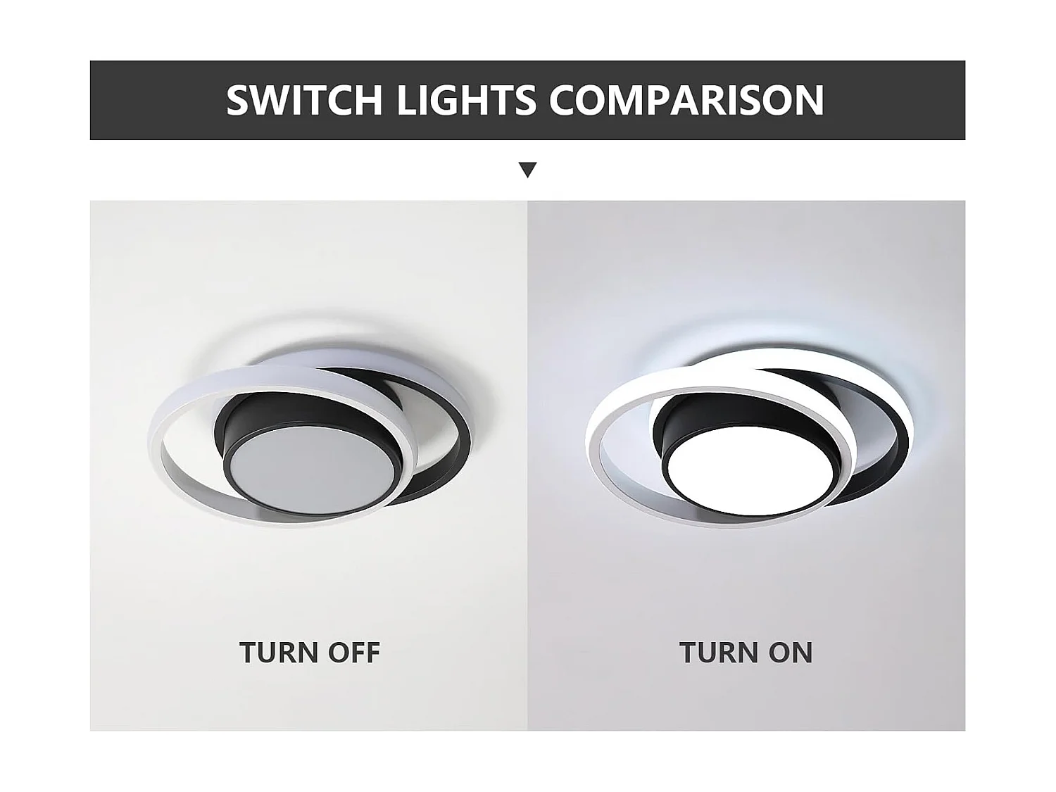 Plafonnier LED Double Rond Design Moderne pour Salle de Bain Salon Chambre Cuisine Éclairage Puissant et Élégant (Noir+Blanc 32W Lumière Blanche 6500K)