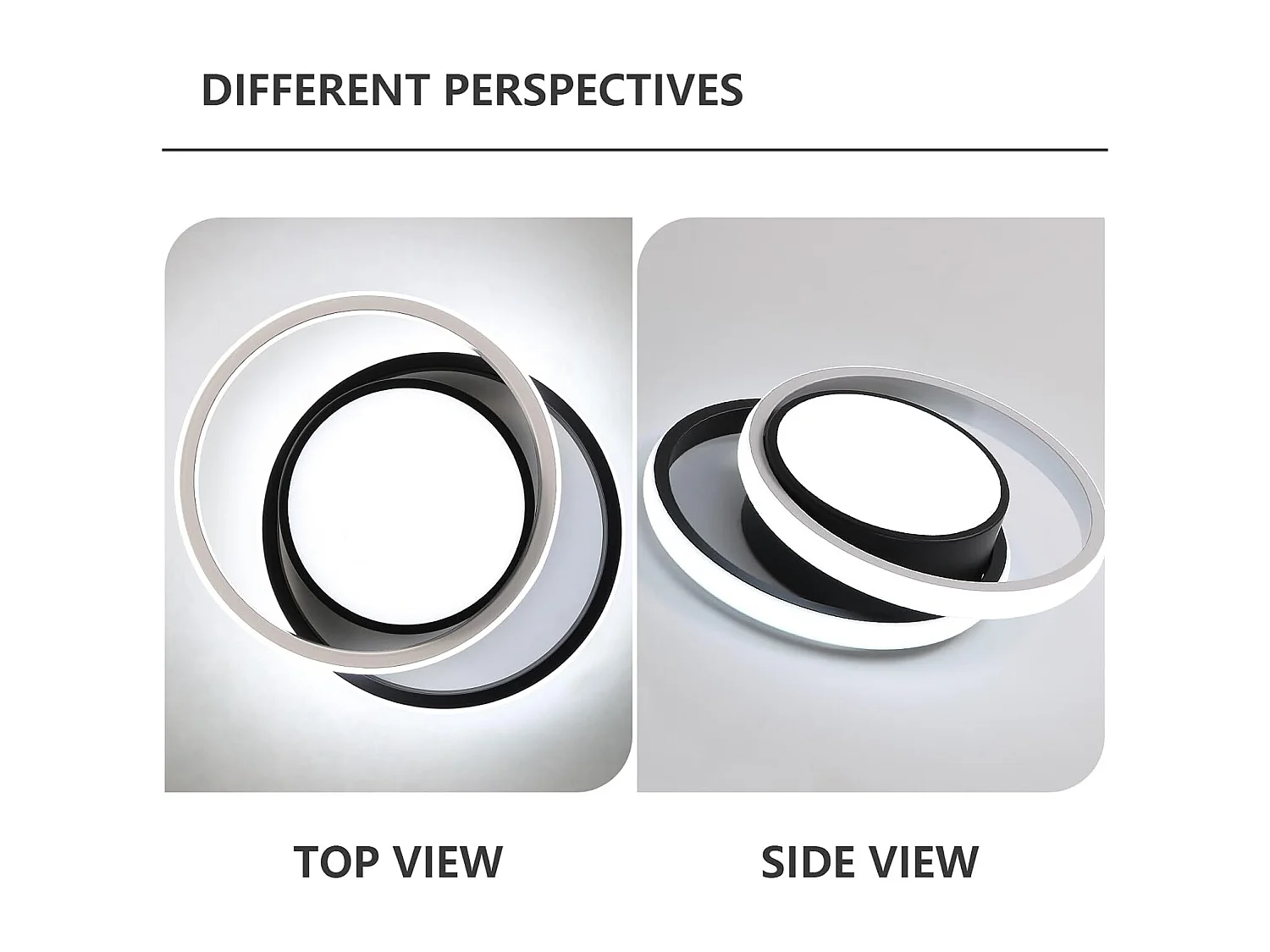 Plafonnier LED Double Rond Design Moderne pour Salle de Bain Salon Chambre Cuisine Éclairage Puissant et Élégant (Noir+Blanc 32W Lumière Blanche 6500K)