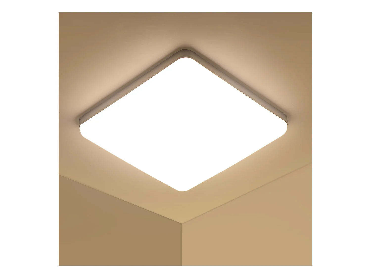 Plafonnier LED Blanc Carré Luminaire 36W 3300LM 4000K pour Salle De Bain Chambre à Coucher Cuisine et Couloir