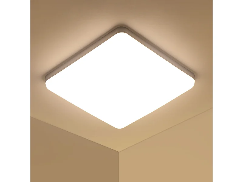 Plafonnier LED Blanc Carré Luminaire 36W 3300LM 4000K pour Salle De Bain Chambre à Coucher Cuisine et Couloir