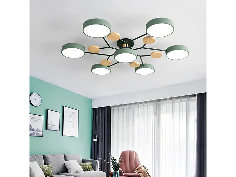 Plafonnier LED moderne dimmable 3 couleurs - Design élégant pour salon, chambre, bureau - 6 sources lumineuses ajustables