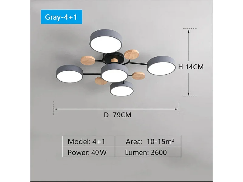 Plafonnier LED moderne dimmable 3 couleurs - Design élégant pour salon, chambre, bureau - 6 sources lumineuses ajustables