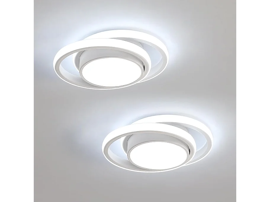 2 pièces Plafonnier LED 32W Design moderne 32W Rond Lampe de Plafond Blanc Froid 6000K Pour salon chambre à coucher salle à manger bureau Blanc 28cm