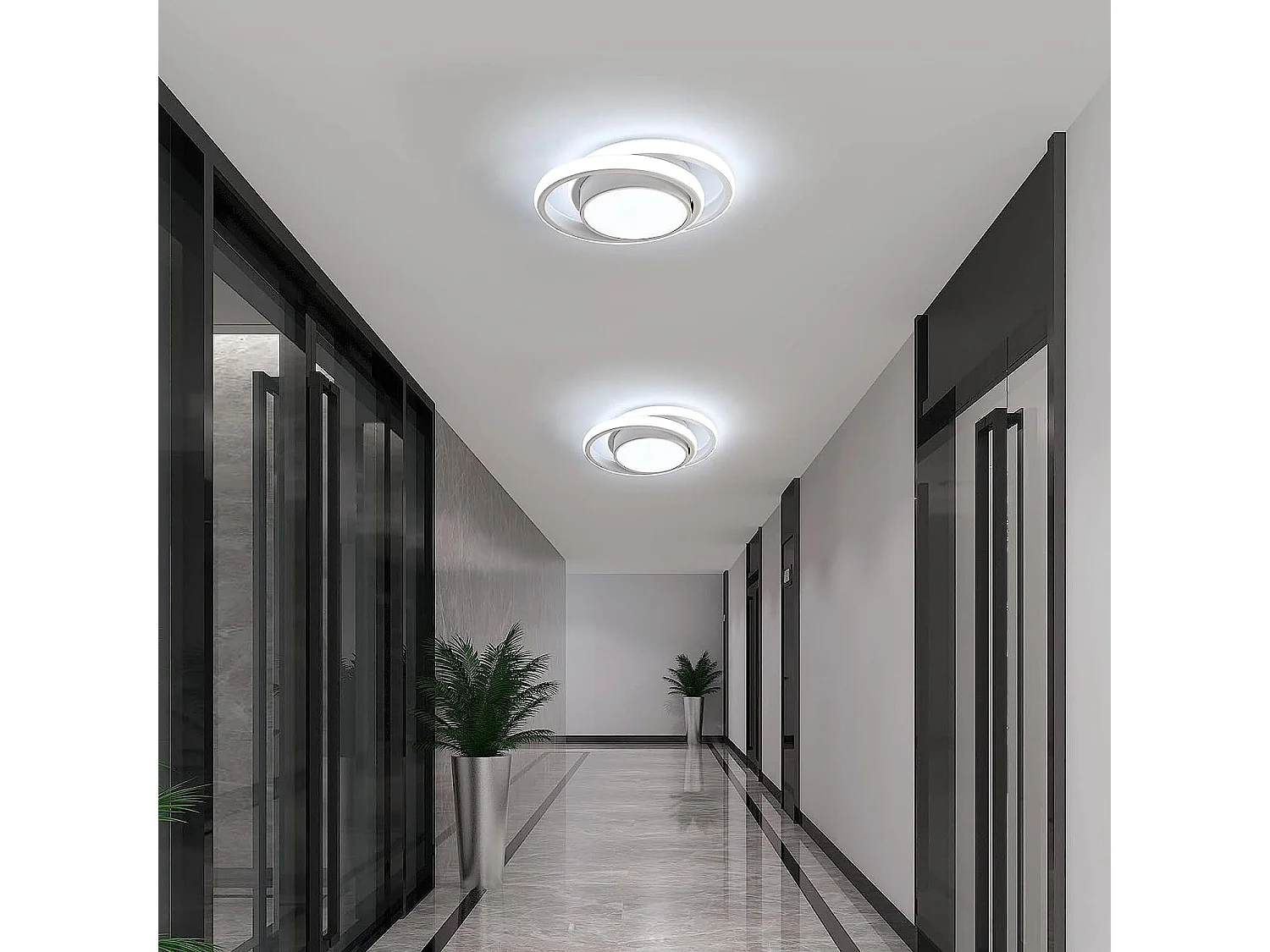 2 pièces Plafonnier LED 32W Design moderne 32W Rond Lampe de Plafond Blanc Froid 6000K Pour salon chambre à coucher salle à manger bureau Blanc 28cm