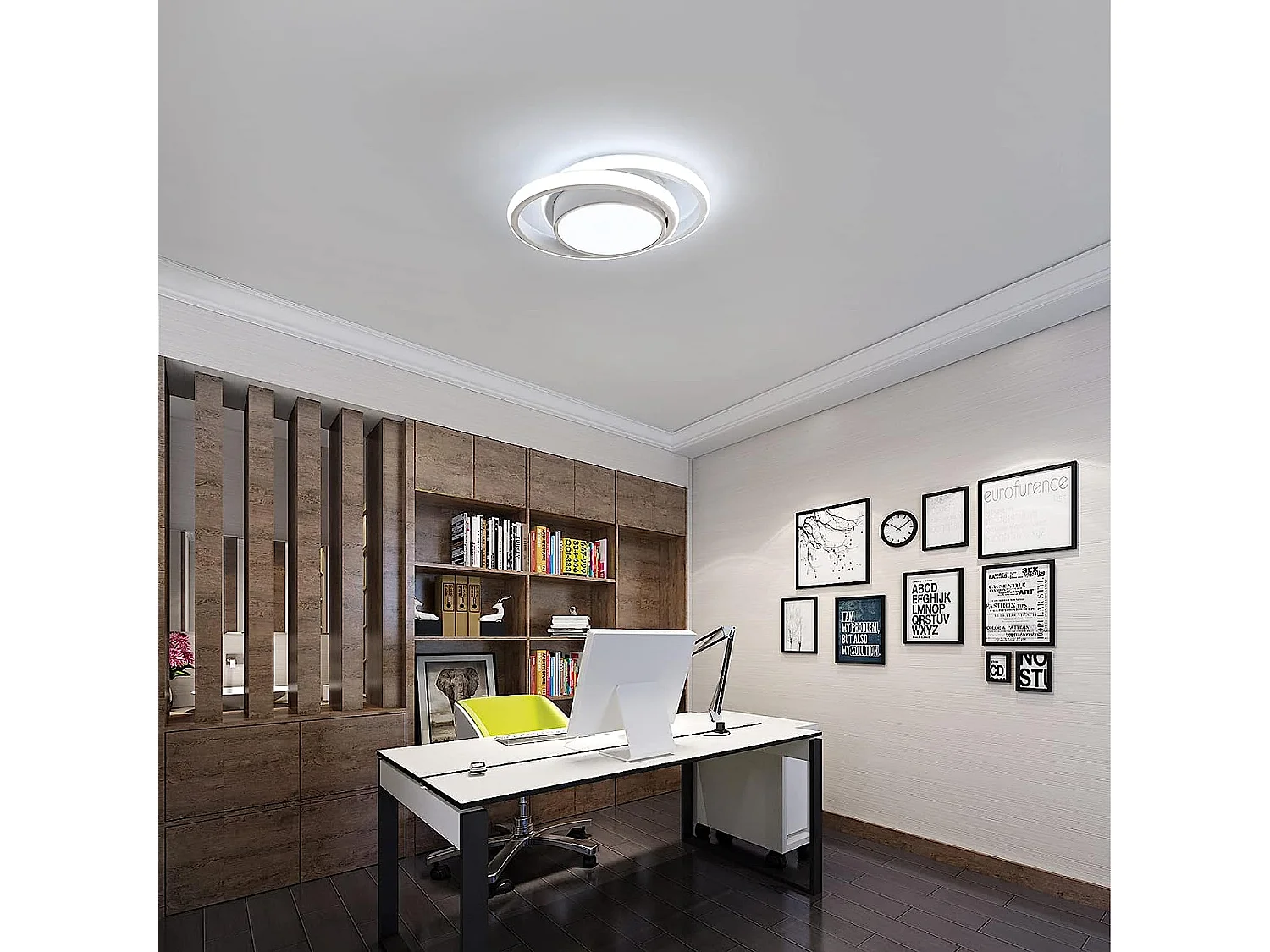 2 pièces Plafonnier LED 32W Design moderne 32W Rond Lampe de Plafond Blanc Froid 6000K Pour salon chambre à coucher salle à manger bureau Blanc 28cm