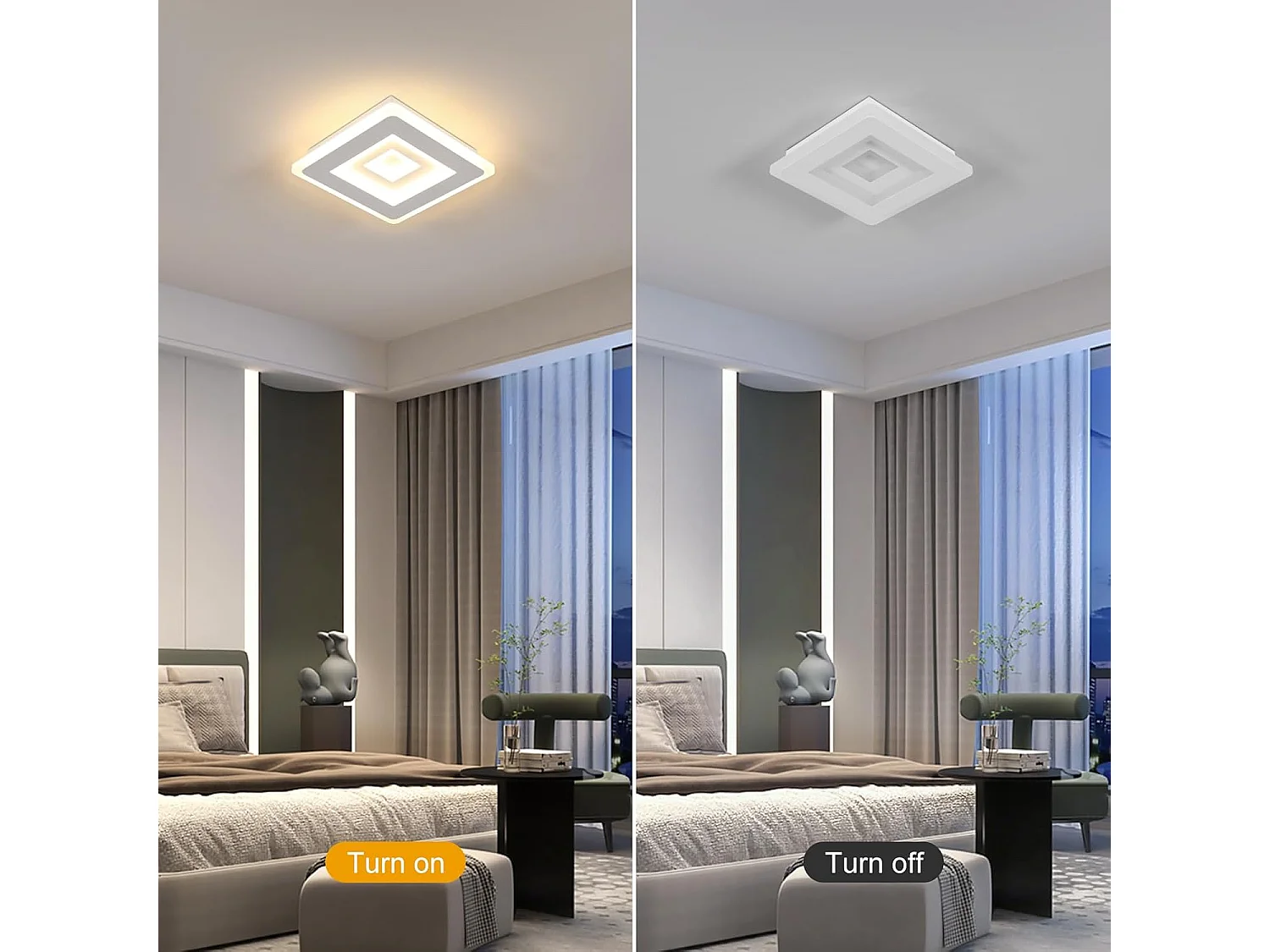 Plafonnier LED Ultra-mince, Blanc, 26W 3000K Lumière Blanche Chaude, en Acrylique, 20*5 CM