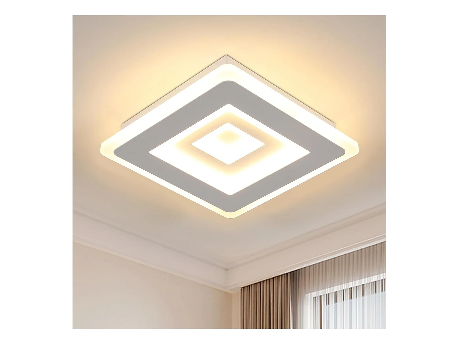 Plafonnier LED Ultra-mince, Blanc, 26W 3000K Lumière Blanche Chaude, en Acrylique, 20*5 CM