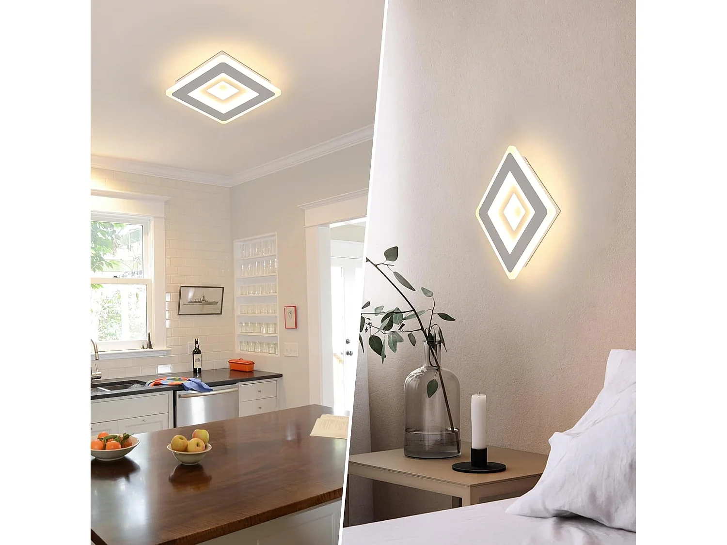 Plafonnier LED Ultra-mince, Blanc, 26W 3000K Lumière Blanche Chaude, en Acrylique, 20*5 CM